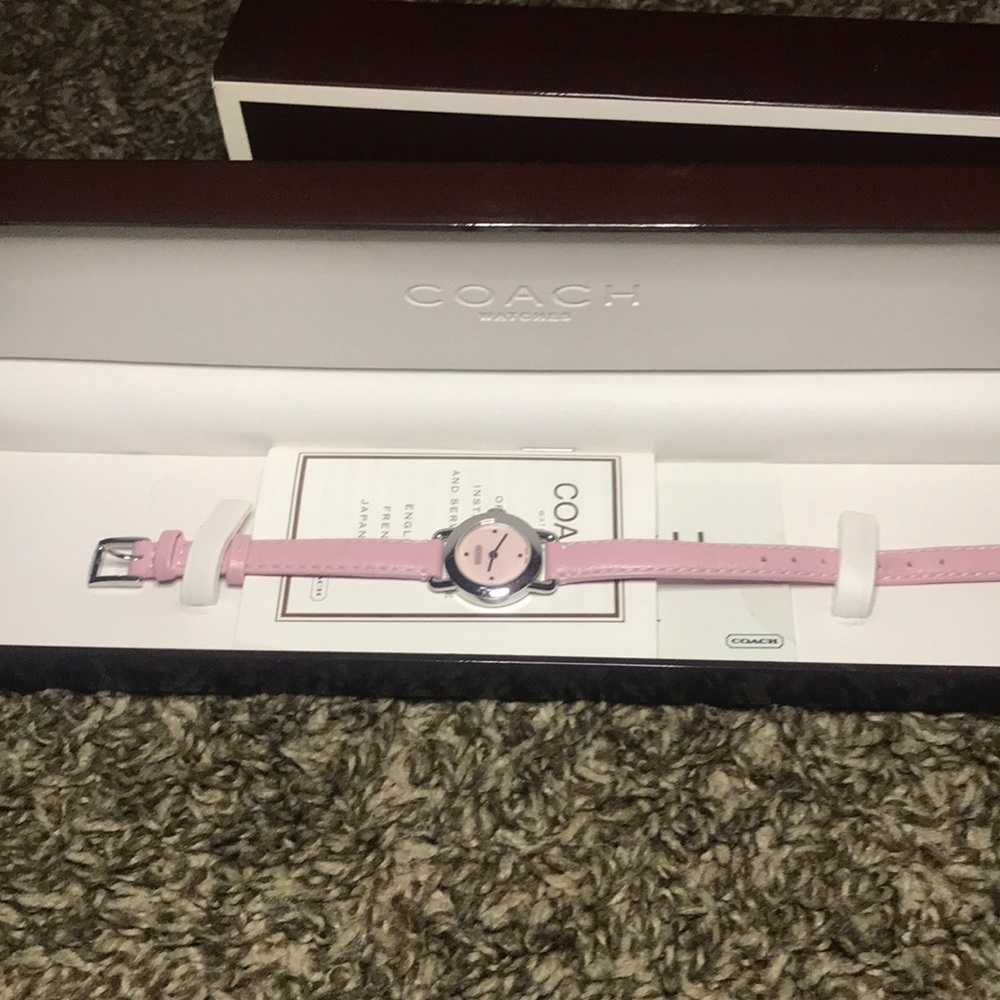 Pink Coach Watch - thin leather band